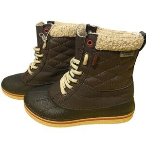 Crocs AllCast Duck Waterproof Boots Womens Size  8 Brown Faux Fur Quilted Winter